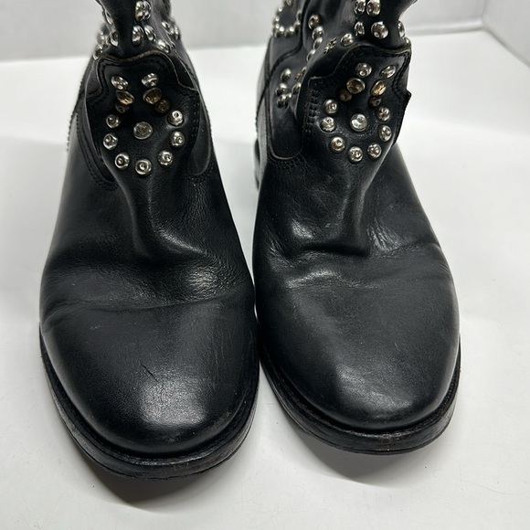 Isabel Marant Caleen Ankle Boots Distressed Leather Heeled Booties Black Size 38 - Picture 6 of 13